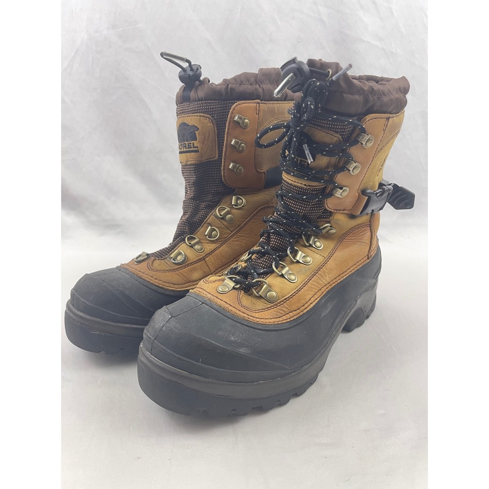 Sorel Conquest Mens Waterproof Winter Boots 400g Thinsulate Tan Black Size 10‎